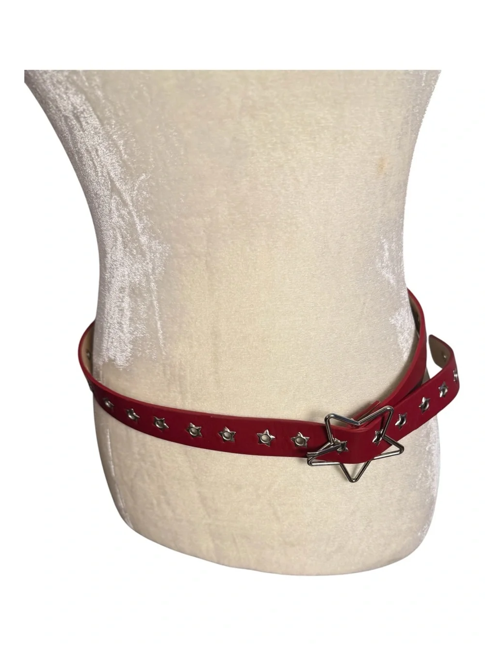 Red Star Buckle Studded Punkgirl  Rocker Red Belt 38”+ SZ L XL